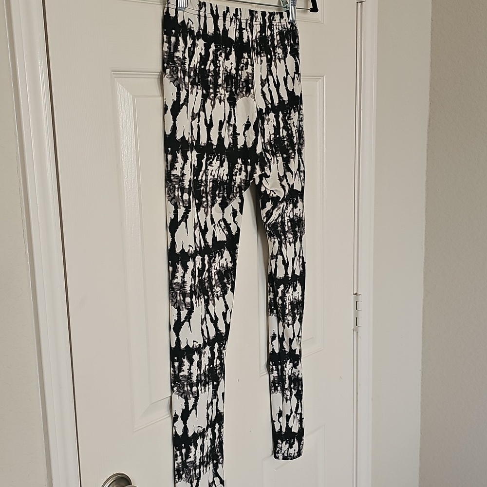 RIV Vintage 90's Y2K Pull on Marbled Tye Die Leggings Black White Large. - Picture 11 of 11